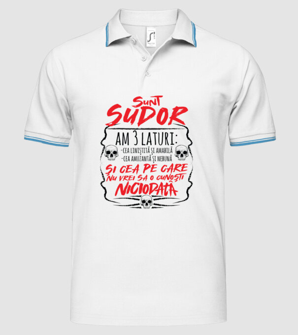 sunt sudor am 3 laturi model alb pe tricou