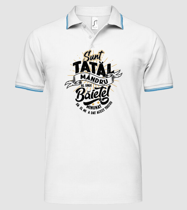 Sunt tatăl mândru al unui băiețel minunat - da, el mi-a dat acest tricou model alb pe tricou