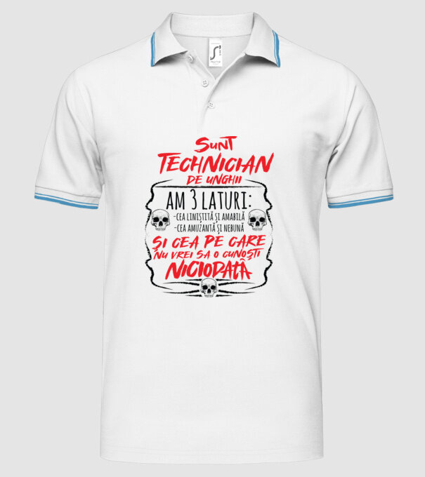 sunt tehnician de unghii am 3 laturi model alb pe tricou