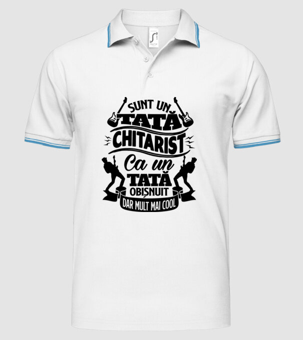 Sunt un tată chitarist, ca un tată obișnuit, dar mult mai cool model alb pe tricou