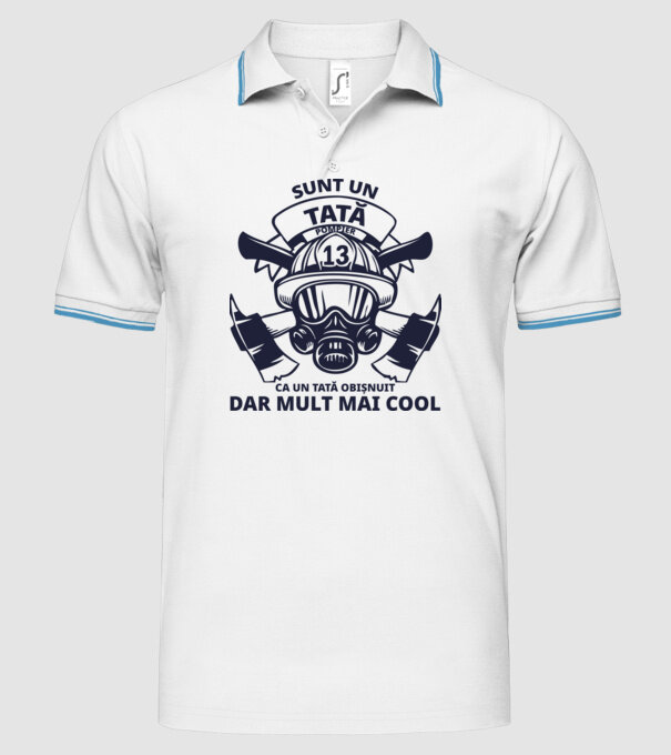 Sunt un tată pompier, ca un tată obișnuit, dar mult mai cool model alb pe tricou
