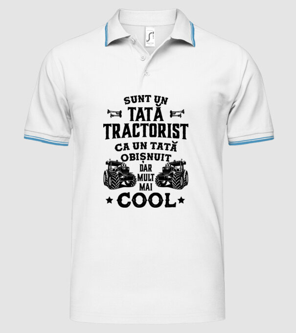 Sunt un tată tractorist, ca un tată obișnuit, dar mult mai cool model alb pe tricou