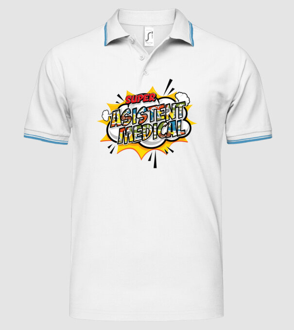 Super Asistent medical model alb pe tricou