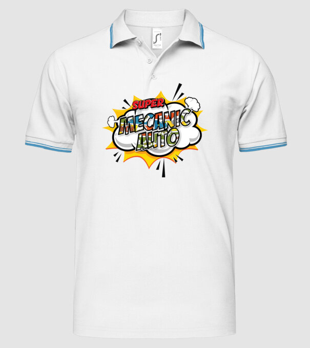 Super mecanic auto model alb pe tricou