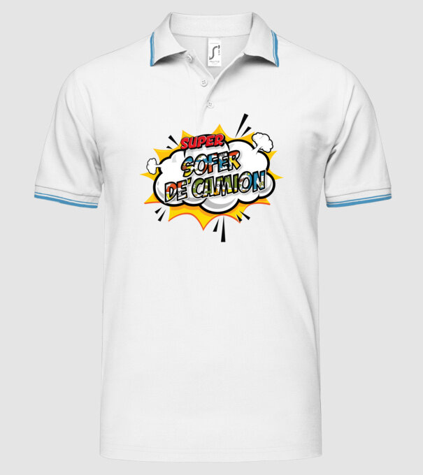 Super Șofer de camion model alb pe tricou