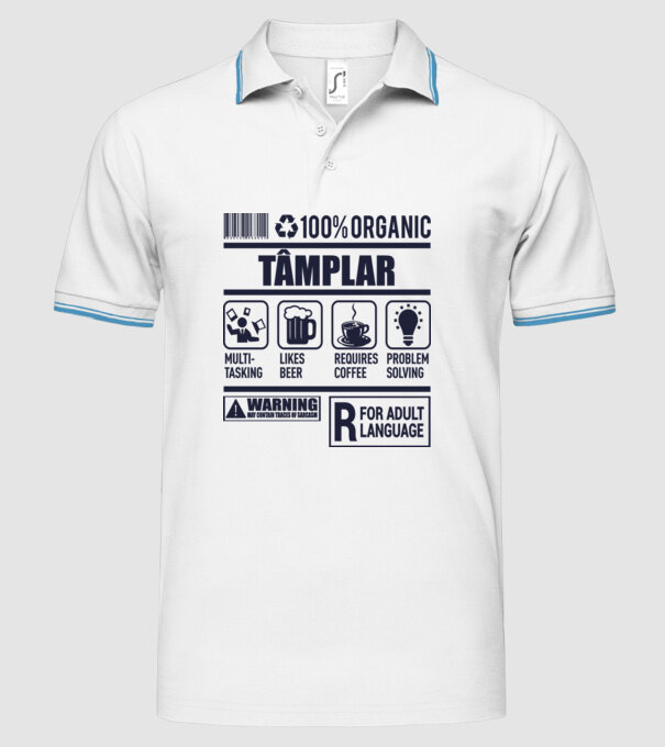 TÂMPLAR model alb pe tricou