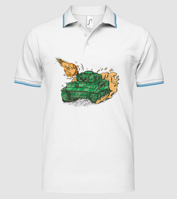 Tancuri model alb pe tricou