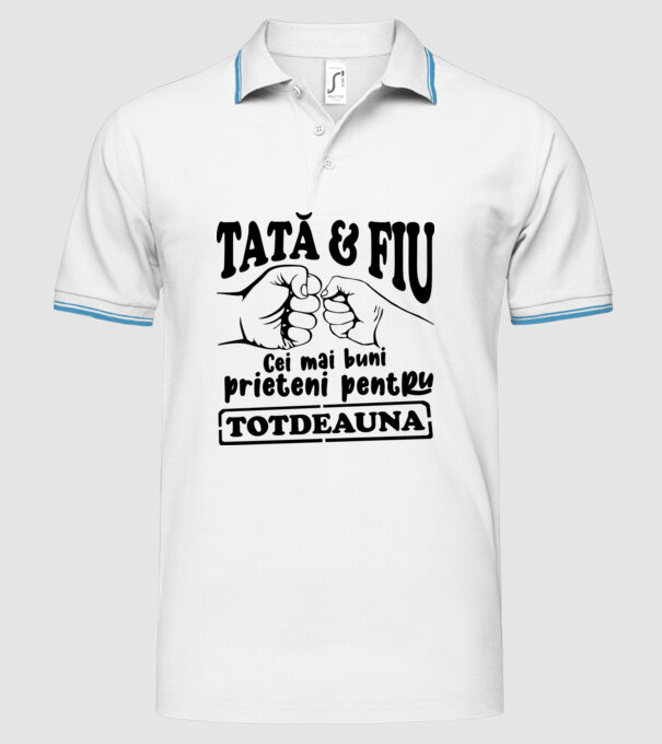 tată & fiu - cei mai buni prieteni pentru totdeauna model alb pe tricou