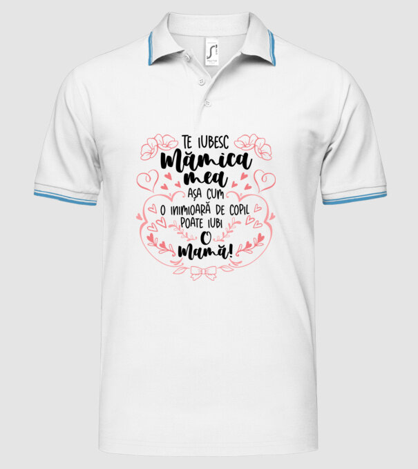 Te iubesc mămica mea model alb pe tricou