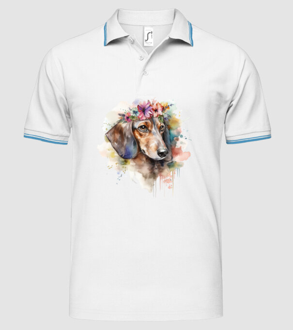 Teckel model alb pe tricou