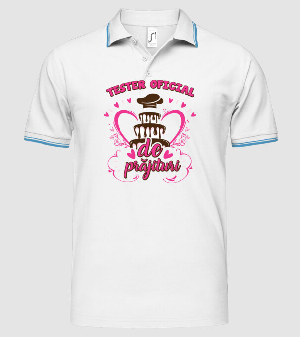 tester oficial de prăjituri model alb pe tricou