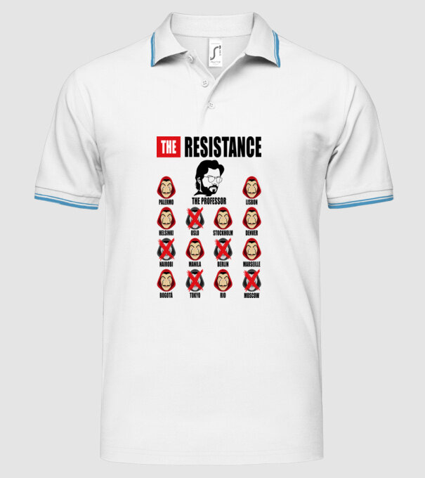 the resistance la casa de papel white model alb pe tricou