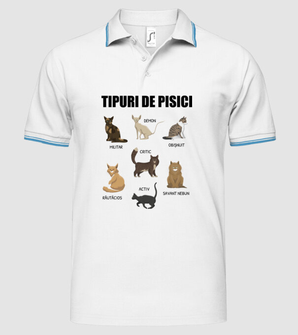 Tipuri de pisici model alb pe tricou