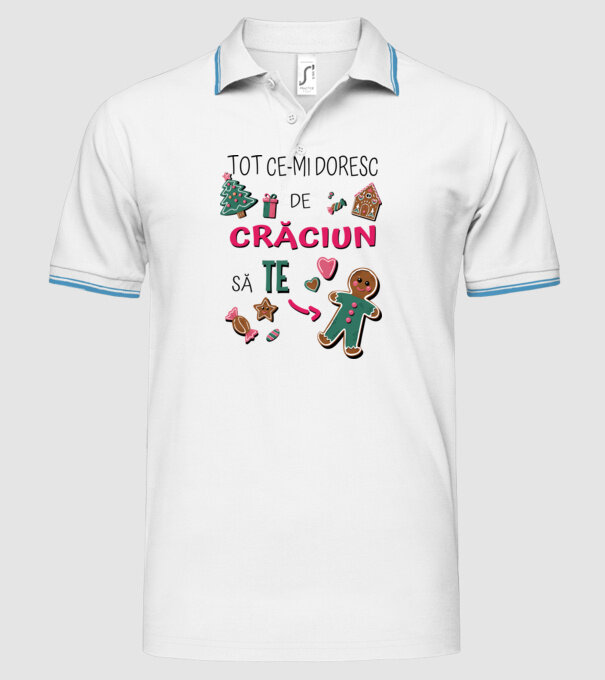 Tot ce-mi doresc de Crăciun să TE om alb model alb pe tricou