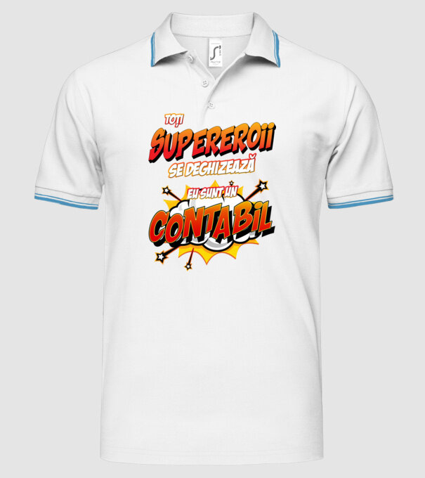 Toți supereroii se deghizează, eu sunt un contabil model alb pe tricou