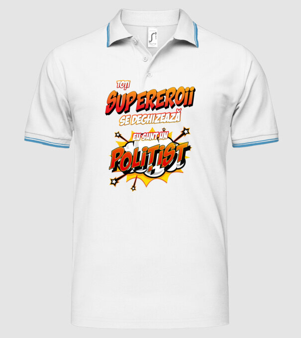 Toți supereroii se deghizează, eu sunt un polițist model alb pe tricou