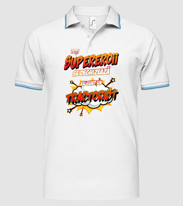 Toți supereroii se deghizează, eu sunt un tractorist model alb pe tricou