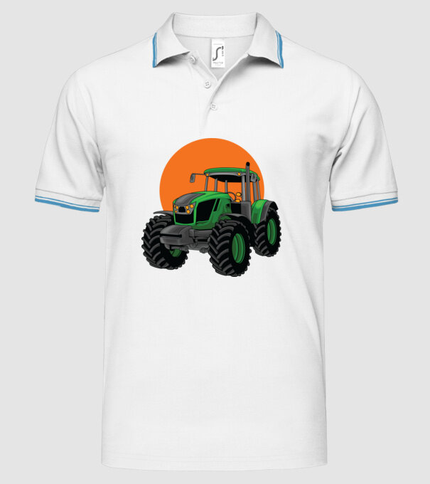 TRACTOR model alb pe tricou