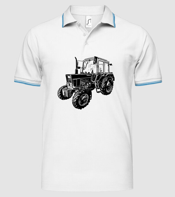 TRACTOR model alb pe tricou