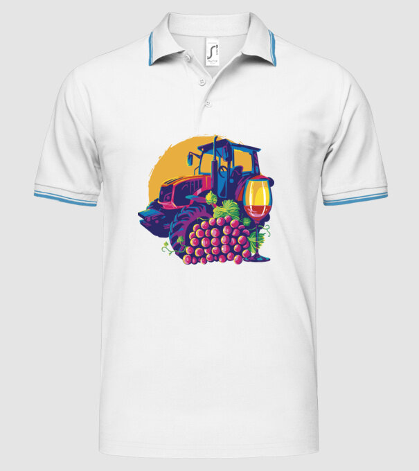 TRACTOR model alb pe tricou