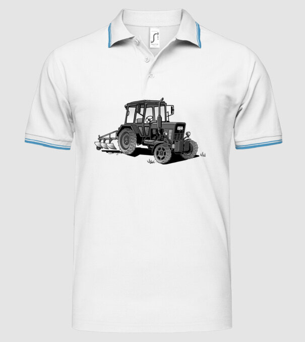 TRACTOR model alb pe tricou