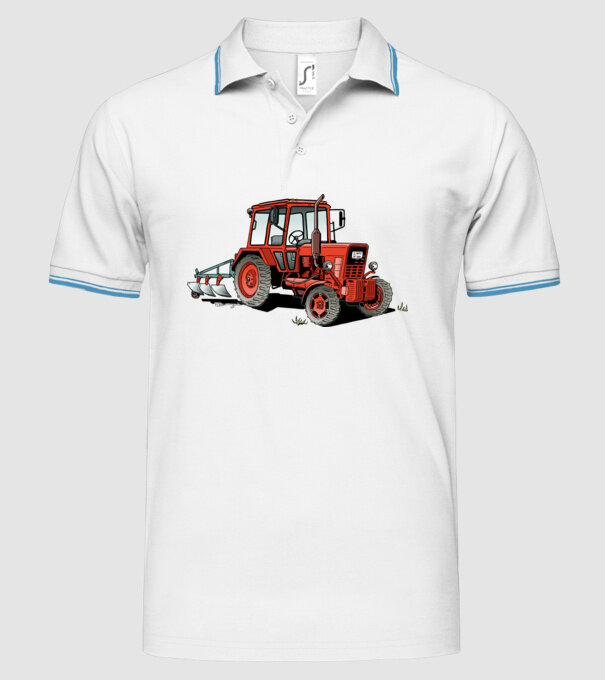 TRACTOR model alb pe tricou