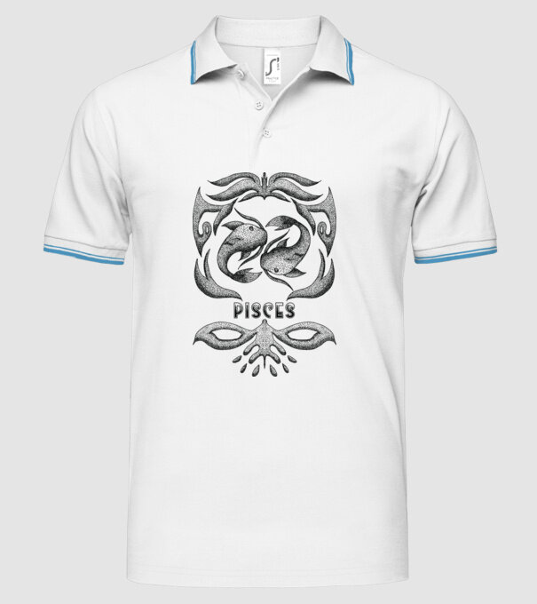 Vintage zodiac pisces model alb pe tricou