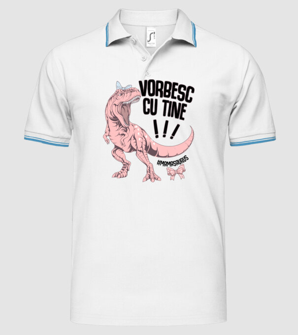 Vorbesc cu tine! #mamasaurus model alb pe tricou