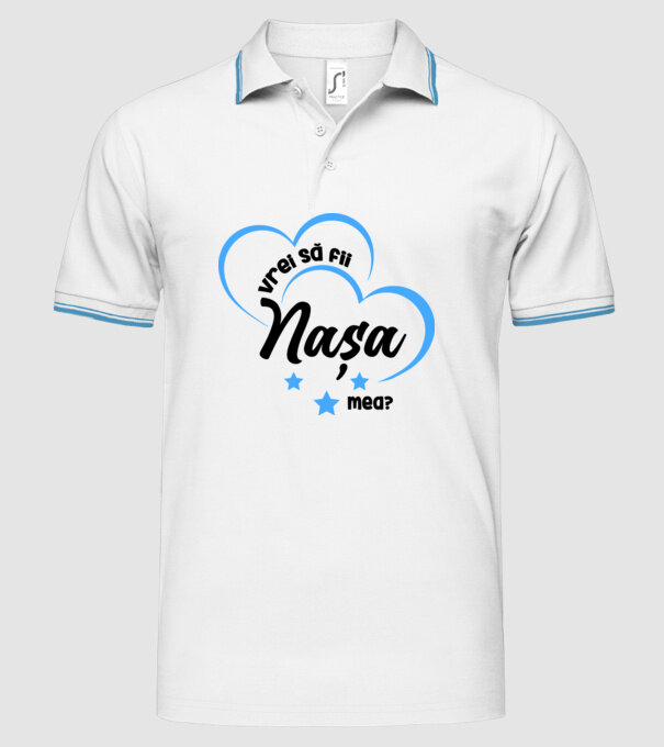Vrei să fii nașa mea? model alb pe tricou