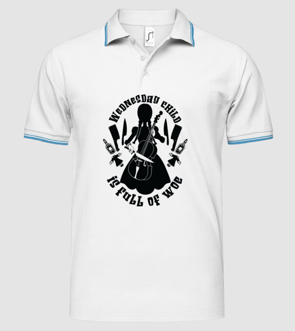 Wednesday child is full of woe model alb pe tricou