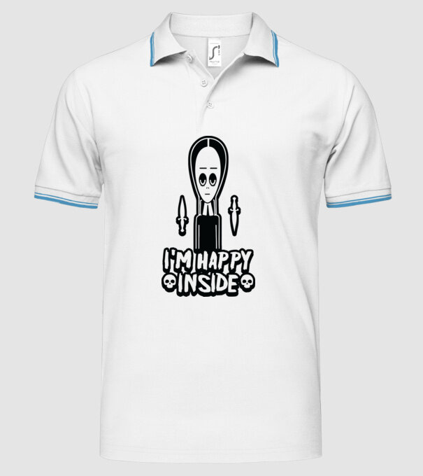 WEDNESDAY Happy inside model alb pe tricou