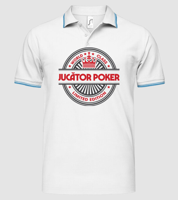 jucător poker model alb pe tricou