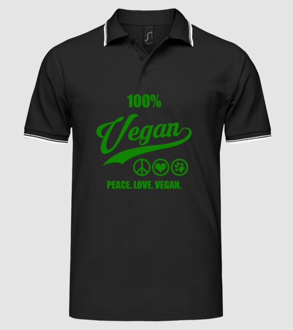 100% vegan model negru pe tricou