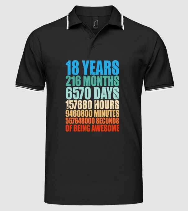 18 years of being awesome model negru pe tricou