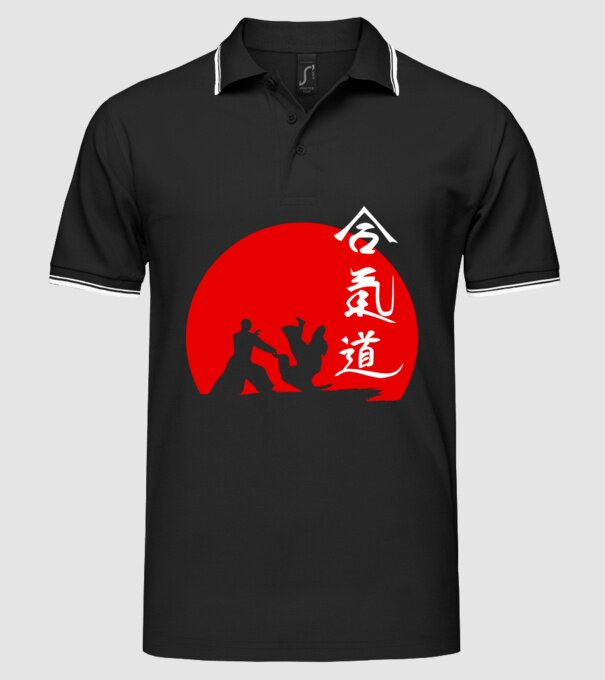 Aikido model negru pe tricou