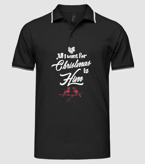 All i want for Christmas is Him model negru pe tricou