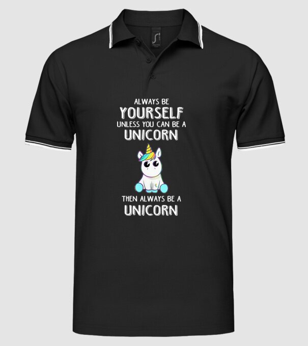 Always be yourself Unicorn model negru pe tricou
