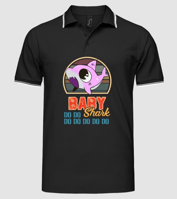 BabyGIRL shark model negru pe tricou