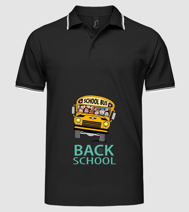 Back to school bus model negru pe tricou