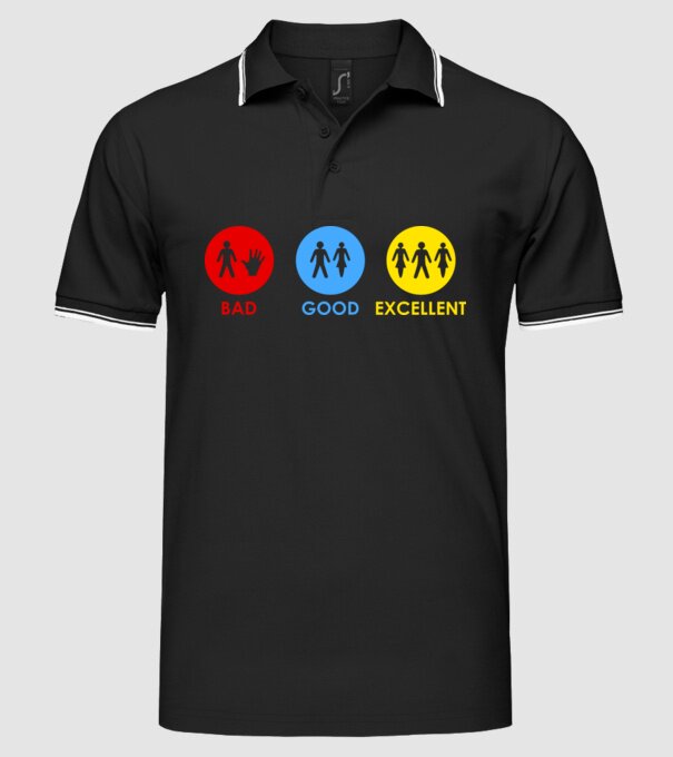 Bad, Good, Excellent model negru pe tricou