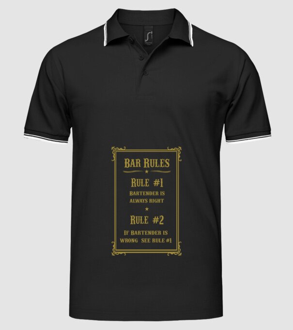 Bar rules model negru pe tricou