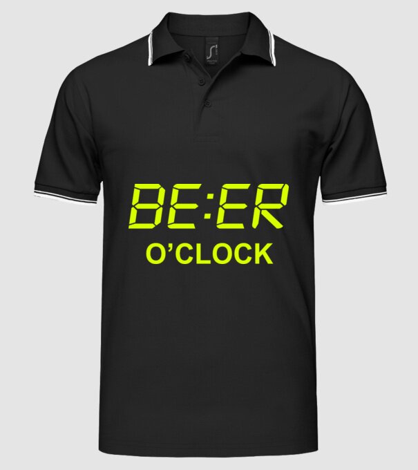 'Beer o'' clock' model negru pe tricou