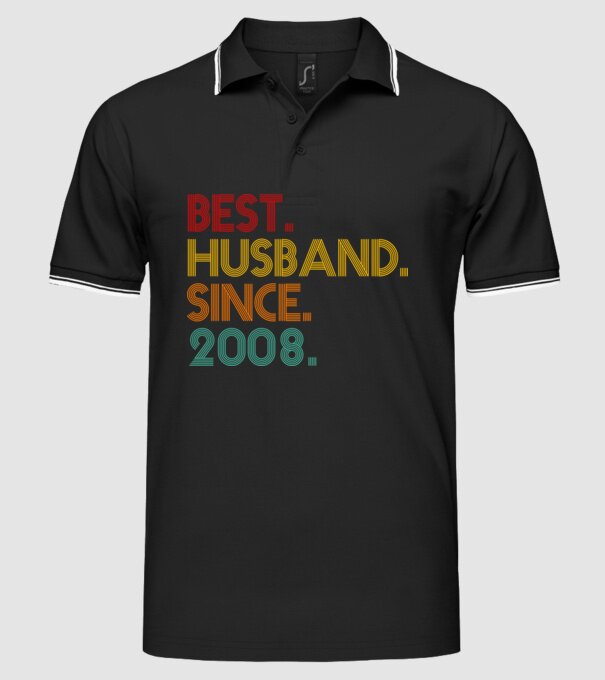 best husband since 2008 retro model negru pe tricou
