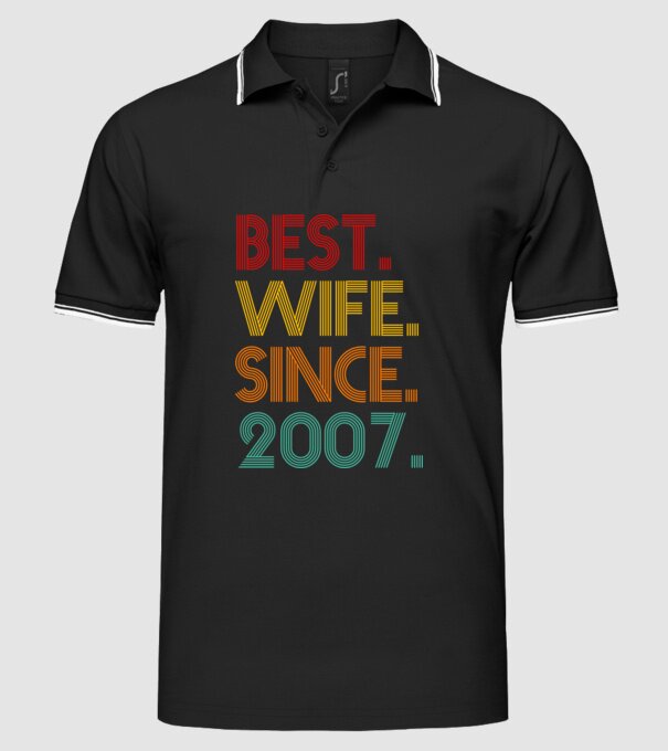 best wife since 2007 retro model negru pe tricou