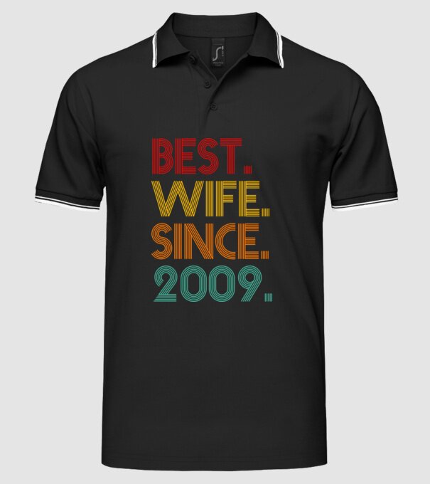 best wife since 2009 retro model negru pe tricou