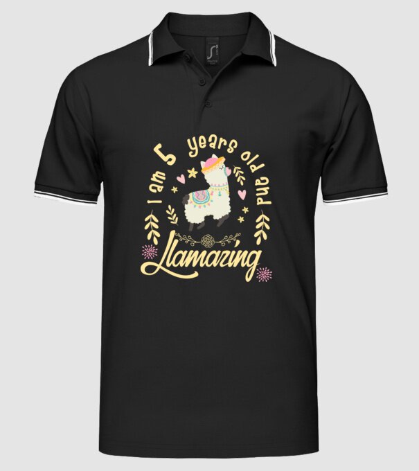 Birthday Llamazing 5 years old model negru pe tricou