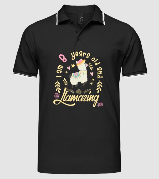 Birthday Llamazing 8 years old model negru pe tricou