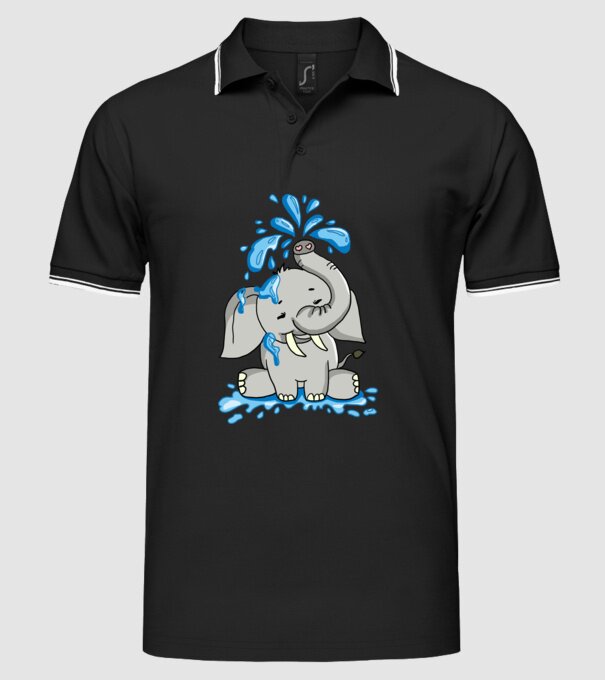 boldog elefánt model negru pe tricou