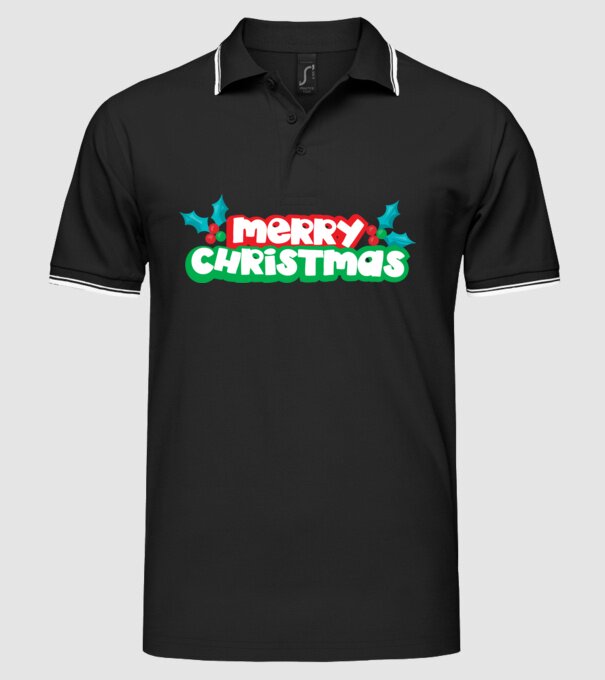 Text Crăciun Fericit model negru pe tricou