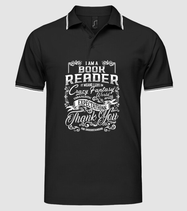 Book reader model negru pe tricou